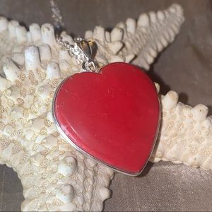 SALE ❤️ Italian Coral Heart Valentine handcrafted pendant